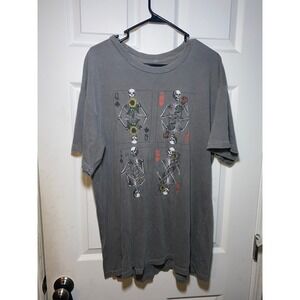 PS / LA Skeleton Queen Playing Cards Graphic T-Shirt Gray Mens OS Oversized